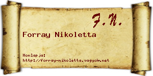 Forray Nikoletta névjegykártya